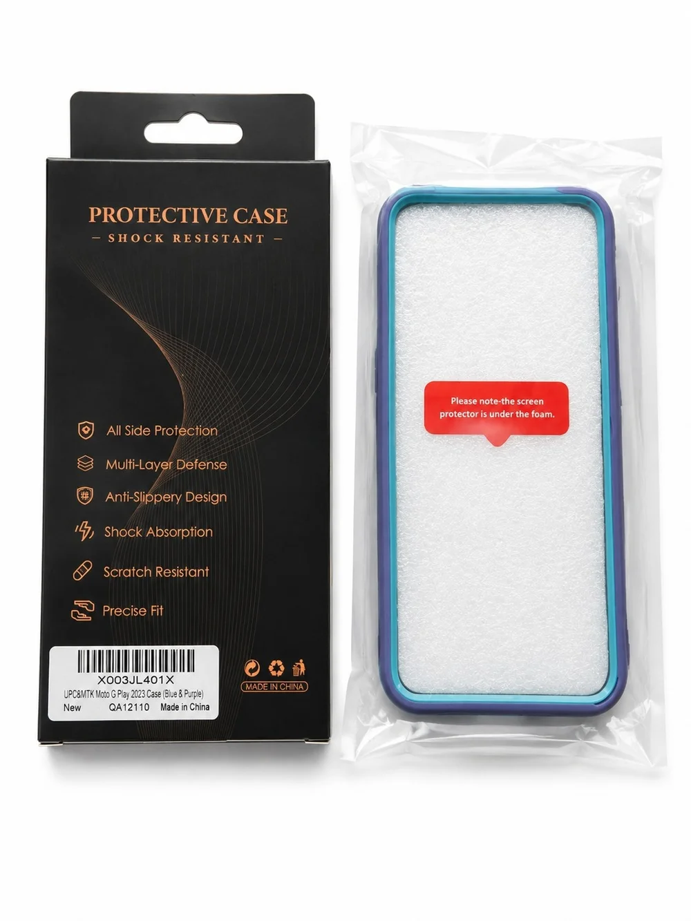 Protective Shock-Resistant Phone Case - Teal & Purple Moto G Play 2023